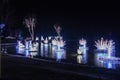 Zabrze, Poland, January 2, 2022: Various staging of colorful flashing lights in the Million Lights Park in Zabrze