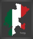 Zacatecas map with Mexican national flag illustration