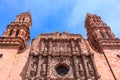 Zacatecas down town church. Traditional arquitecture. Mexico magic town. Royalty Free Stock Photo