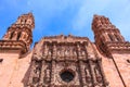 Zacatecas down town church. Traditional arquitecture. Mexico magic town.