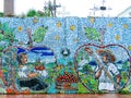 Zacatlan, Puebla, MEX - October 1, 2017: An indigenous couple in a Pre-Hispanic mural with apples in the street of Zacatlan