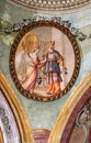 Zachariah with angel, fresco on the ceiling of the Saint John the Baptist church in Zagreb, Croatia