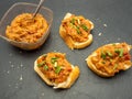 Romanian vegetable spread or zacusca, with roasted eggplant, onions tomato paste and roasted red peppers Royalty Free Stock Photo