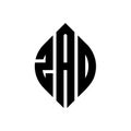 ZAD circle letter logo design with circle and ellipse shape. ZAD ellipse letters with typographic style. The three initials form a Royalty Free Stock Photo