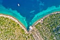 Zadar archipelago Galesnjak island coastline sailing bay aerial view Royalty Free Stock Photo