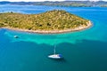 Zadar archipelago Galesnjak island coastline sailing bay aerial view Royalty Free Stock Photo