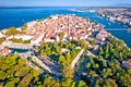 Zadar city walls and historic center aerial view Royalty Free Stock Photo