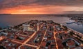 Zadar, Croatia - Aerial panoramic view of the Old Town of Zadar with Cathedral of St. Anastasia, Church of St. Donatus Royalty Free Stock Photo