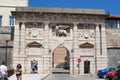 Zadar, Croatia; 07/17/2019: Facade of Gate of Terraferma or Gate of Zara, the most famous venetian fortification in Zadar