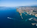 Zadar, Croatia - July 20, 2016: Aerial view of Jadrolinija ferry boats. Royalty Free Stock Photo