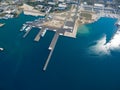 Zadar, Croatia - July 20, 2016: Aerial view of Jadrolinija ferry boats. Royalty Free Stock Photo