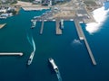 Zadar, Croatia - July 20, 2016: Aerial view of Jadrolinija ferry boats. Royalty Free Stock Photo