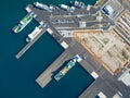 Zadar, Croatia - July 20, 2016: Aerial view of Jadrolinija ferry boats. Royalty Free Stock Photo