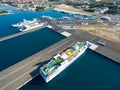 Zadar, Croatia - July 20, 2016: Aerial view of Jadrolinija ferry boats. Royalty Free Stock Photo