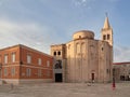 Zadar, Croatia - July 27, 2021: Church of St. Donatus and Bell tower