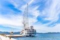 A large cruise sailing ship in the port on the embankment of the city of Zadar. Royalty Free Stock Photo