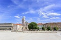 St. Donat church, forum and Cathedral of St. Anastasia bell tower in Zadar, Croatia. Royalty Free Stock Photo