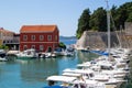 Zadar, Croatia; 07/17/2019: Lucica Fosa Zadar harbour full of boats and walls of the city in the old town of Zadar Royalty Free Stock Photo