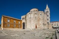 Zadar, Croatia - The Roman Forum of Zadar with the Church of St. Donatus and the bell tower of Cathedral of St. Anastasia Royalty Free Stock Photo