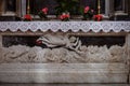 Zadar, Croatia - vivid details of the early Gothic, medieval Catholic church of St. Anastasia in the city of Zadar