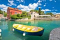 Zadar. Historic Fosa harbor bay in Zadar boats and architecture colorful view