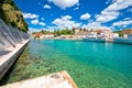 Zadar. Historic Fosa harbor bay in Zadar boats and architecture colorful view