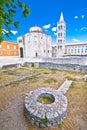 Zadar historic square and cathedral of st Donat view