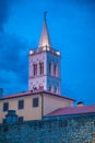 Zadar, Croatia - July, 2019: Zadar historic square and church evening view, Dalmatia, Croatia