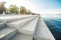 Zadar, Croatia - July, 2019: Zadar sea organs - musical instrument powered by the underwater sea stream