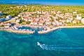 Zadar. Village of Diklo in Zadar archipelago aerial view of harbor and turquoise sea