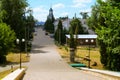 Stone Mountain (Kamennaya Gora) street of Zadonsk city with access to assumption (Uspensky) Cathedral Royalty Free Stock Photo