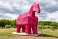 Zadonsky district, Lipetsk region, Russia - June 5, 2022: art image of a Trojan horse in a safari park for family