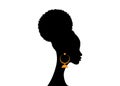 African American woman face profile. Logo women profile silhouette with fashion curly afro hair style concept isolated Royalty Free Stock Photo