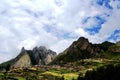 Zagana , A Tibetan village surrounded by mountains Royalty Free Stock Photo