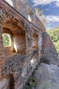 Medieval Grodno Castle, ruins of red brick wal, Zagorze Slaskie, Poland Royalty Free Stock Photo