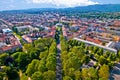 Zagreb aerial. Green park and Mestrovic pavillion in city of Zagreb aerial view Royalty Free Stock Photo