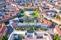 Zagreb aerial. The Mestrovic Pavilion on the Square of the Victims of Fascism in central Zagreb aerial view Royalty Free Stock Photo