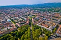 Zagreb aerial. The Mestrovic pavillion and town of Zagreb aerial view Royalty Free Stock Photo