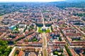 Zagreb aerial. The Mestrovic pavillion and town of Zagreb aerial view Royalty Free Stock Photo