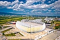 Zagreb. Aerial view of Novi Zagreb and Arena sports hall