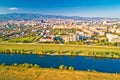 Zagreb. Aerial view of Sava river and city of Zagreb panorama Royalty Free Stock Photo