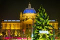 Zagreb Art Pavilion with decorated green Christmas tree, Croatia Royalty Free Stock Photo