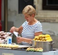 Zagreb / Boiled Corn And Peanuts Seller Royalty Free Stock Photo