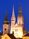 Zagreb cathedral at night Royalty Free Stock Photo
