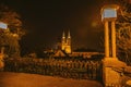 Zagreb Cathedral and St. Mary`s Church in the night from Upper town. Croatia Royalty Free Stock Photo