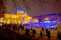 Zagreb christmas ice park evening view