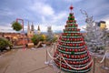 Zagreb Christmas tree and landmarks view on advent marker of upper town