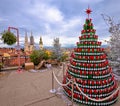 Zagreb Christmas tree and landmarks view on advent marker of upper town