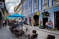 Zagreb city centre historic street. Historical building achitecture