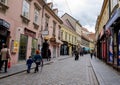 Zagreb city centre historic street. Historical building achitecture